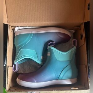 Xtratuf Aqua and Purple Ankle Boots